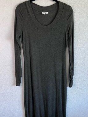 GAP Women’s Cozy Rib Long Sleeve Knee Length Dress Olive Heather